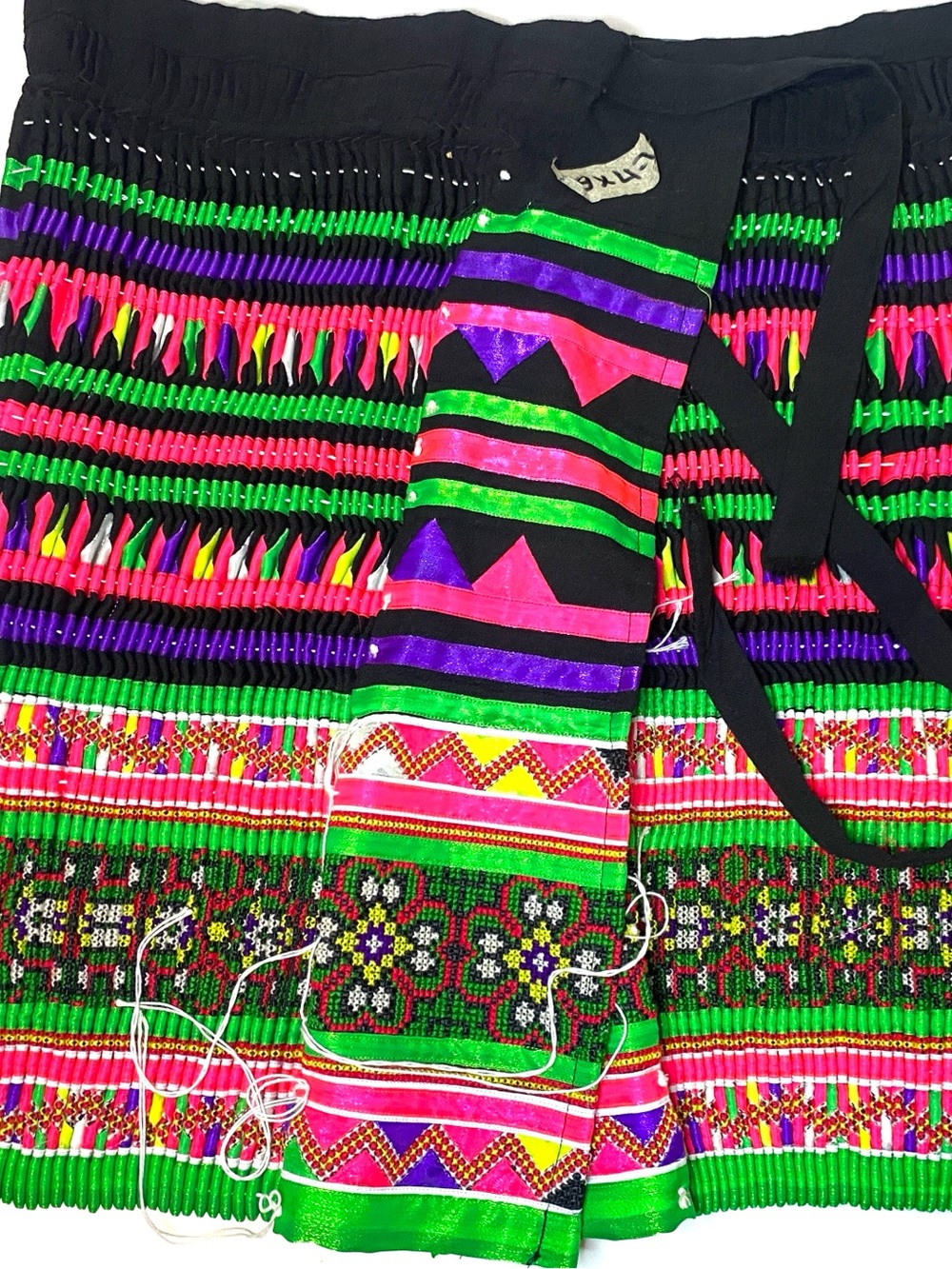 Hmong Skirt, Pleated, Hilltribe, handmade 47”Lx 19”H